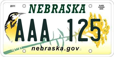 NE license plate AAA125