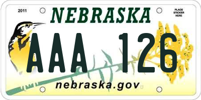 NE license plate AAA126