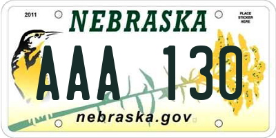 NE license plate AAA130