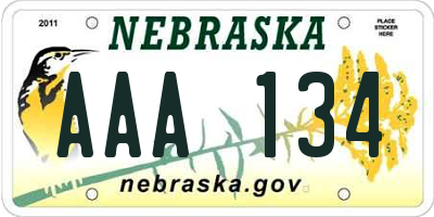 NE license plate AAA134