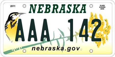 NE license plate AAA142