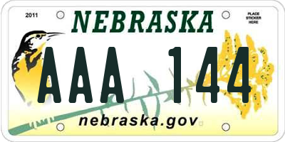 NE license plate AAA144