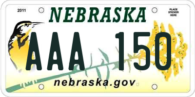 NE license plate AAA150