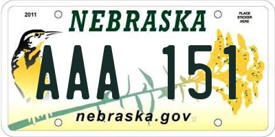 NE license plate AAA151