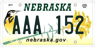 NE license plate AAA152