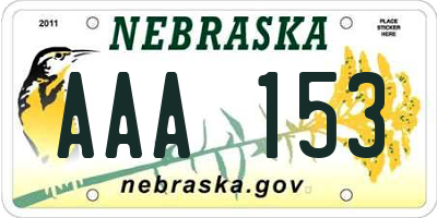 NE license plate AAA153