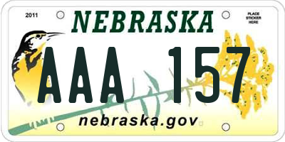 NE license plate AAA157