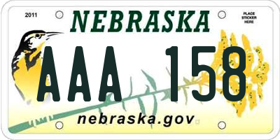 NE license plate AAA158