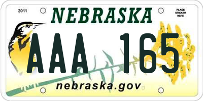 NE license plate AAA165