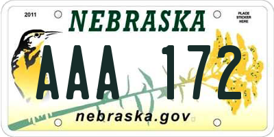 NE license plate AAA172