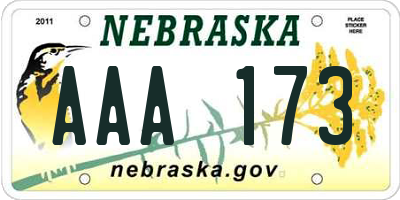 NE license plate AAA173