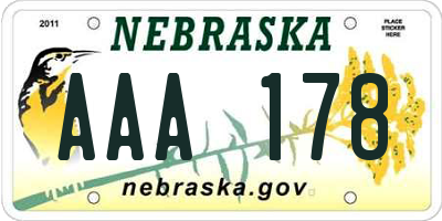 NE license plate AAA178