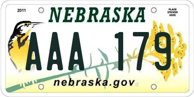 NE license plate AAA179