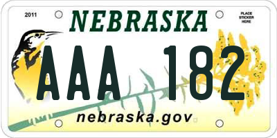 NE license plate AAA182