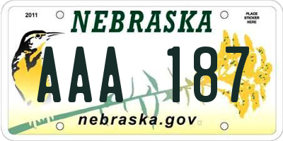 NE license plate AAA187