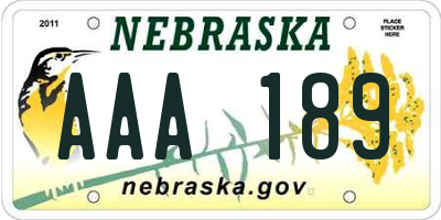 NE license plate AAA189