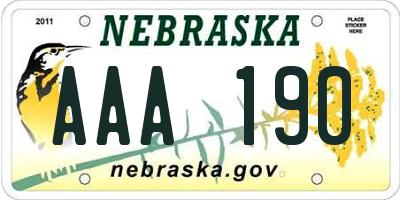 NE license plate AAA190