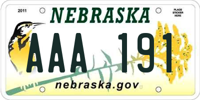 NE license plate AAA191