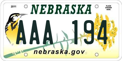 NE license plate AAA194