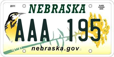 NE license plate AAA195