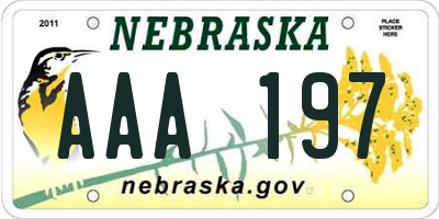 NE license plate AAA197