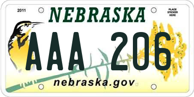 NE license plate AAA206