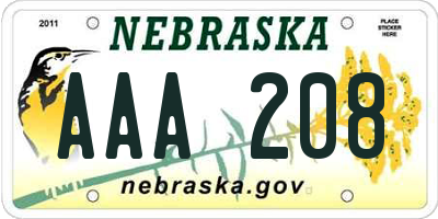 NE license plate AAA208