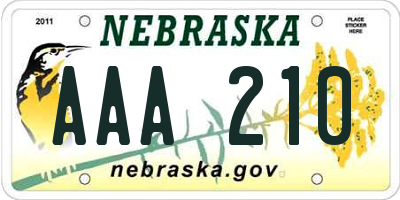 NE license plate AAA210