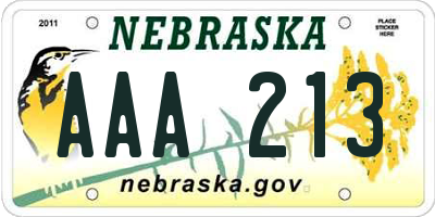 NE license plate AAA213