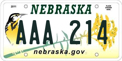 NE license plate AAA214