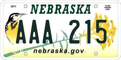 NE license plate AAA215