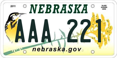 NE license plate AAA221