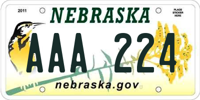 NE license plate AAA224
