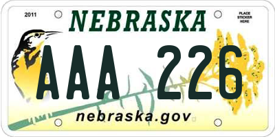 NE license plate AAA226