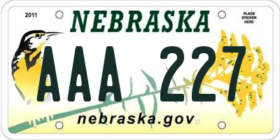 NE license plate AAA227