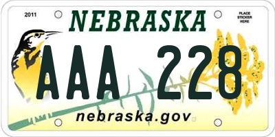 NE license plate AAA228