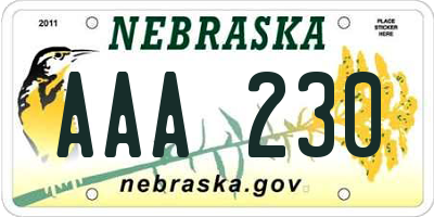 NE license plate AAA230