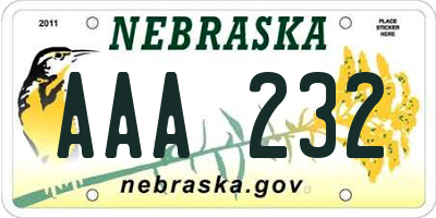 NE license plate AAA232