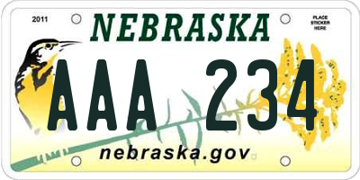 NE license plate AAA234