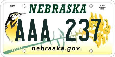 NE license plate AAA237
