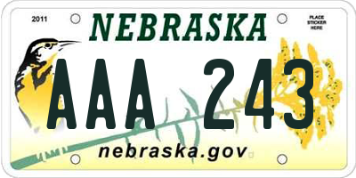 NE license plate AAA243