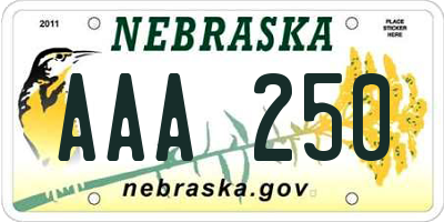 NE license plate AAA250