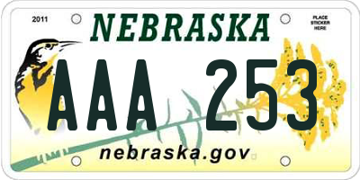 NE license plate AAA253