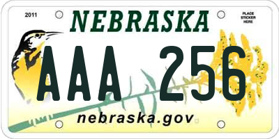 NE license plate AAA256