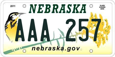NE license plate AAA257