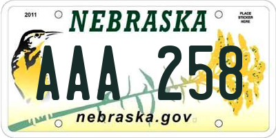 NE license plate AAA258