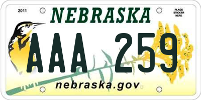 NE license plate AAA259