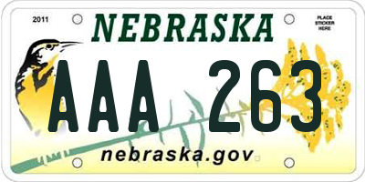 NE license plate AAA263