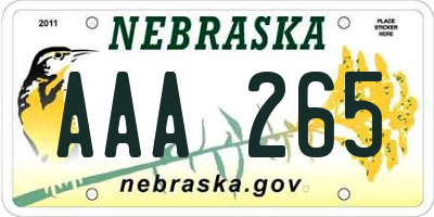 NE license plate AAA265