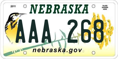 NE license plate AAA268